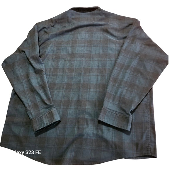 Poncho Men XXL Reg Fit Cascade Shirt Magnetic Pockets Blue Green Plaid Flannel - Picture 2 of 10